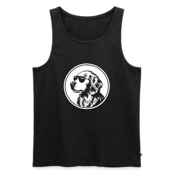 Chien Golden Retriever - Débardeur bio Premium Homme - noir - Devant - Michal (187cm)