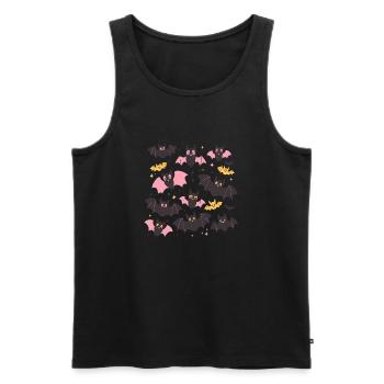 Mignonnes chauves-souris rose et jaune Halloween illustration - Débardeur bio Premium Homme - noir - Devant - AI Model Male 178 light (178cm)
