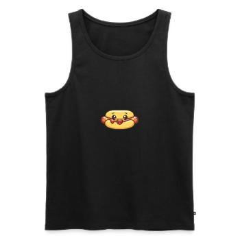 Dessin animé de hot-dog drôle pour les fans de restauration rapide - Débardeur bio Premium Homme - noir - Devant - AI Model Male 178 light (178cm)