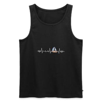 Heartbeat boat - Men's Premium Organic Tank Top - black - Front - Michal (187cm)
