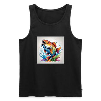 Trout Fish Colored - Men's Premium Organic Tank Top - black - Front - AI Model Male 178 light (178cm)