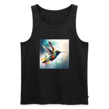 Kolibri farbig - Männer Premium Bio Tank Top - Schwarz - Vorne - Michal (187cm)