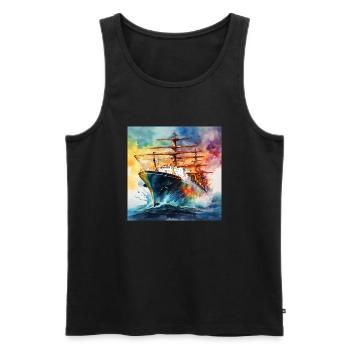 Ship Tanker - Men's Premium Organic Tank Top - black - Front - Michal (187cm)