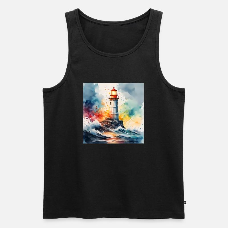 Leuchtturm - Männer Premium Bio Tank Top - Schwarz
