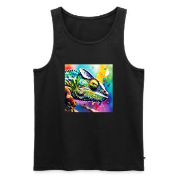 Chameleon coloured - Men's Premium Organic Tank Top - black - Front - AI Model Male 178 light (178cm)