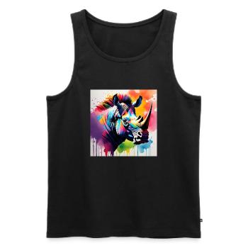 Rhinocéros - Débardeur bio Premium Homme - noir - Devant - Michal (187cm)