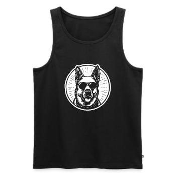 Tête de chien de berger allemand - Débardeur bio Premium Homme - noir - Devant - Michal (187cm)