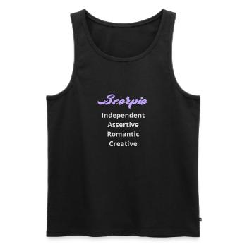 Logo signe astrologique "Scorpion" - Débardeur bio Premium Homme - noir - Devant - Michal (187cm)