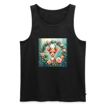 Cute Kawaii Baby Deer Floral - Men's Premium Organic Tank Top - black - Front - Michal (187cm)