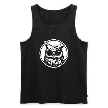 Eule - Männer Premium Bio Tank Top - Schwarz - Vorne - AI Model Male 178 light (178cm)