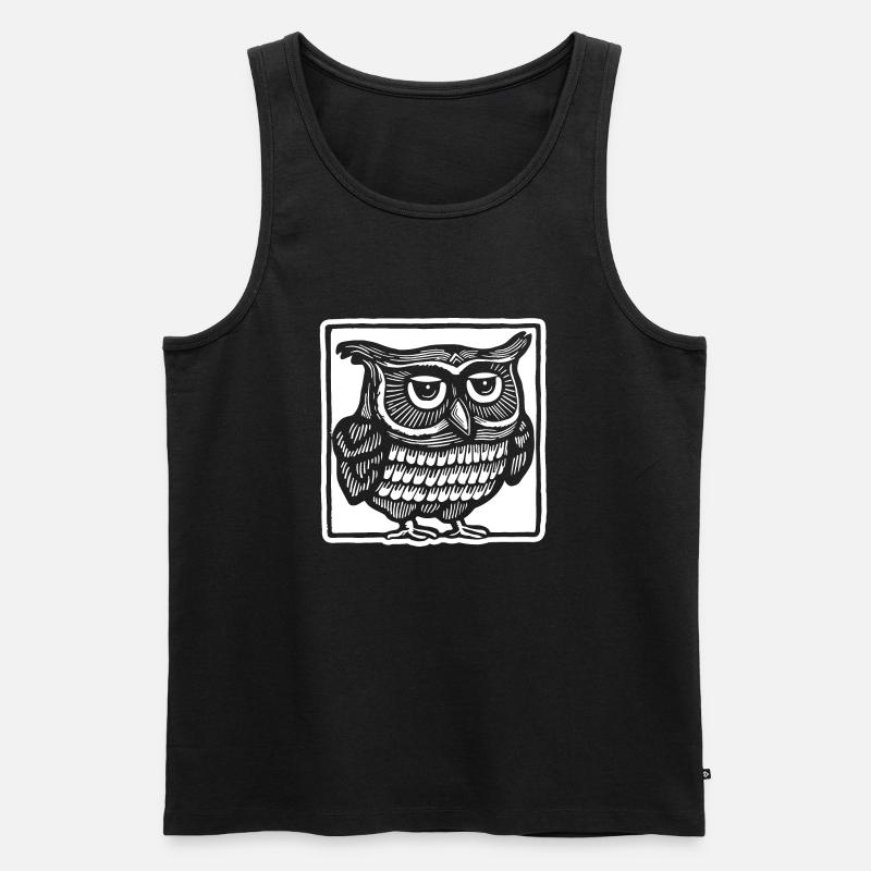 Eule - Männer Premium Bio Tank Top - Schwarz