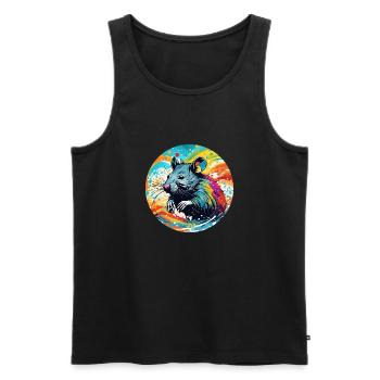 Ratte runder Batch - Männer Premium Bio Tank Top - Schwarz - Vorne - Michal (187cm)