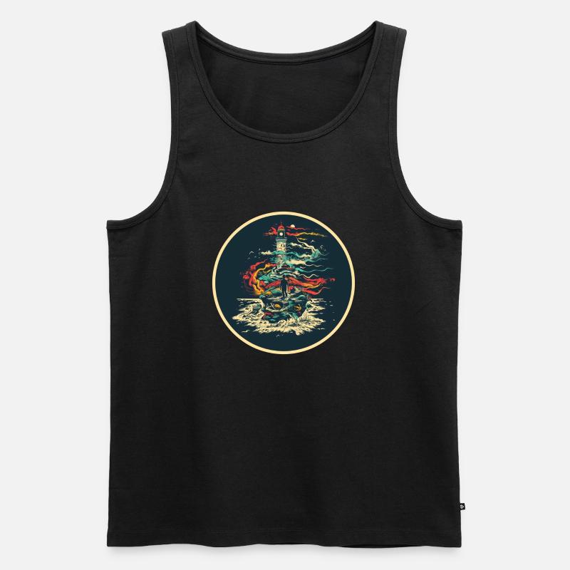 Leuchtturm - Männer Premium Bio Tank Top - Schwarz
