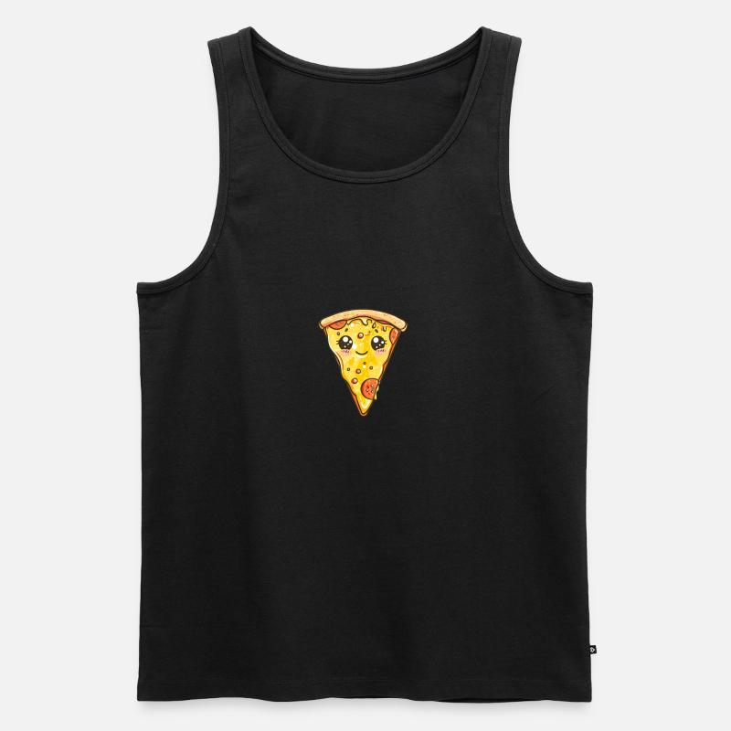 Lustige Pizza Illustration - Männer Premium Bio Tank Top - Schwarz
