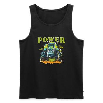 Traktor POWER Bauer Landwirtschaft Wiesen - Männer Premium Bio Tank Top - Schwarz - Vorne - Michal (187cm)