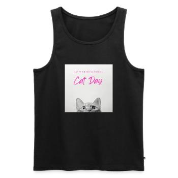 CATS DAY HAPPY INTERNATIONAL - Men's Premium Organic Tank Top - black - Front - Michal (187cm)
