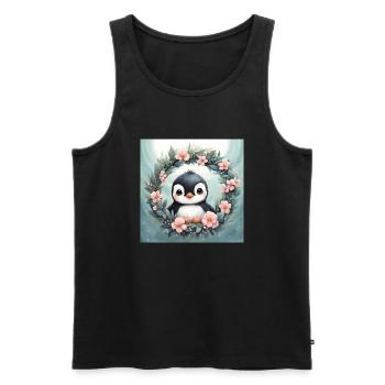 Mignon Kawaii Bébé Pingouin Floral - Débardeur bio Premium Homme - noir - Devant - Michal (187cm)