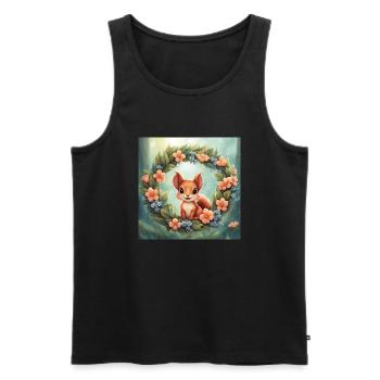 Cute Kawaii Baby Squirrel Floral - Men's Premium Organic Tank Top - black - Front - Michal (187cm)