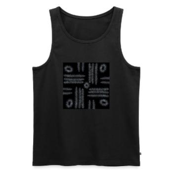 White lines and circles on a black background - Men's Premium Organic Tank Top - black - Front - AI Model Male 178 light (178cm)