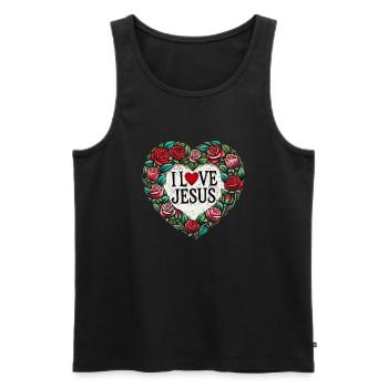 Ich liebe Jesus Christus - Männer Premium Bio Tank Top - Schwarz - Vorne - Michal (187cm)