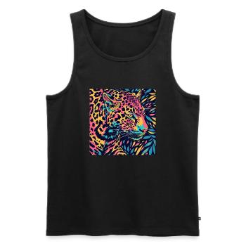 Leopard Pop colors - Men's Premium Organic Tank Top - black - Front - AI Model Male 178 light (178cm)