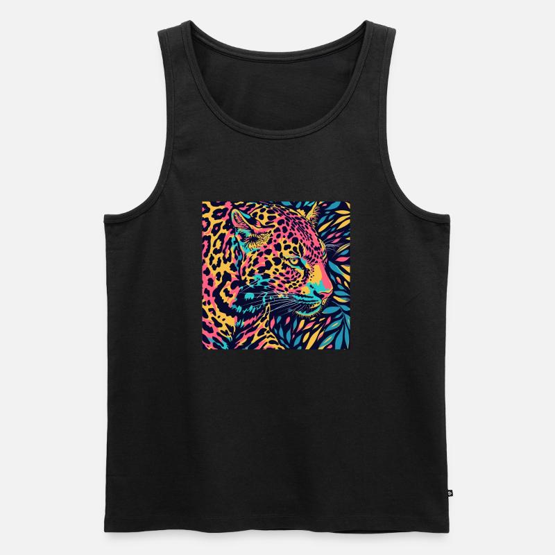 Leopard Pop Farben - Männer Premium Bio Tank Top - Schwarz