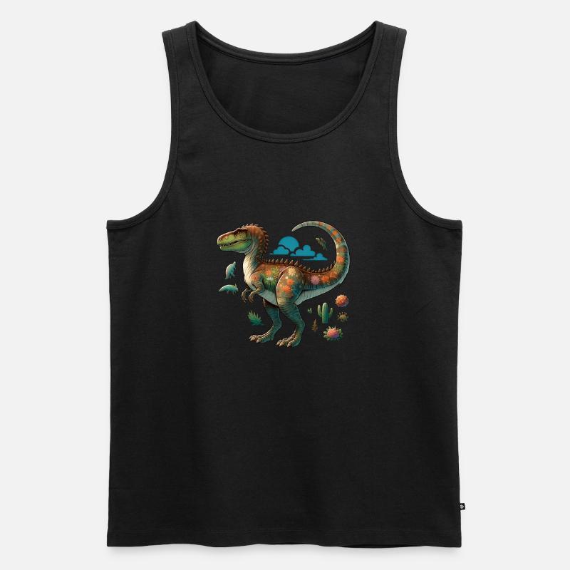 T-Rex Dino Dinosaurier - Männer Premium Bio Tank Top - Schwarz