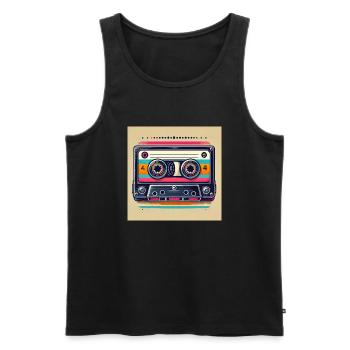 Retro Kassette - Männer Premium Bio Tank Top - Schwarz - Vorne - Michal (187cm)