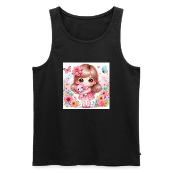 Kleine Puppe mit Teddybär - Männer Premium Bio Tank Top - Schwarz - Vorne - Michal (187cm)