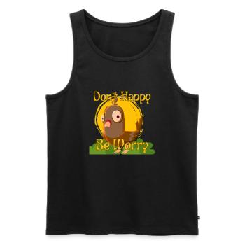 Don't Happy, Be Worry - Männer Premium Bio Tank Top - Schwarz - Vorne - Michal (187cm)