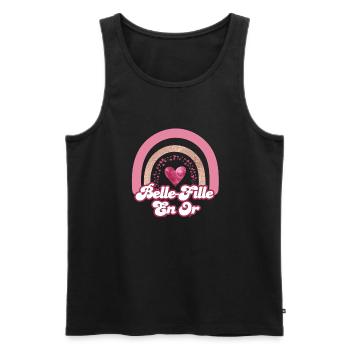 belle fille en or rainbow rose- cadeau belle fille - Débardeur bio Premium Homme - noir - Devant - Michal (187cm)
