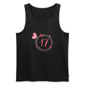 17th Birthday Butterfly and Flower Girls - Men's Premium Organic Tank Top - black - Front - AI Model Male 178 light (178cm)