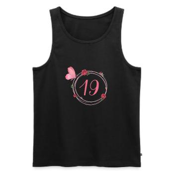 19th Birthday Butterfly and Flower Girls - Men's Premium Organic Tank Top - black - Front - AI Model Male 178 light (178cm)