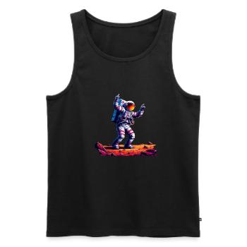 A Space Voyage, Astroanut Moon Planet - Men's Premium Organic Tank Top - black - Front - AI Model Male 178 light (178cm)