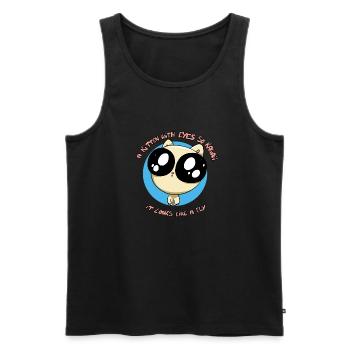 Chaton aux yeux très kawaii - Débardeur bio Premium Homme - noir - Devant - Michal (187cm)