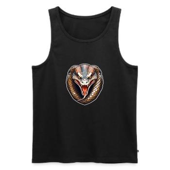 Sauvage, en colère, pugnace, combatif, motivationnel, cobra - Débardeur bio Premium Homme - noir - Devant - AI Model Male 178 light (178cm)