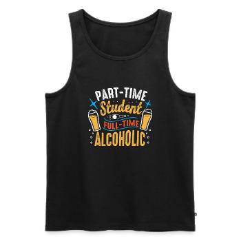 Teilzeit Student Vollzeit Alkoholiker - Männer Premium Bio Tank Top - Schwarz - Vorne - AI Model Male 178 light (178cm)