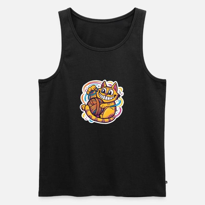 Fröhliche Katze und Spaß - Männer Premium Bio Tank Top - Schwarz