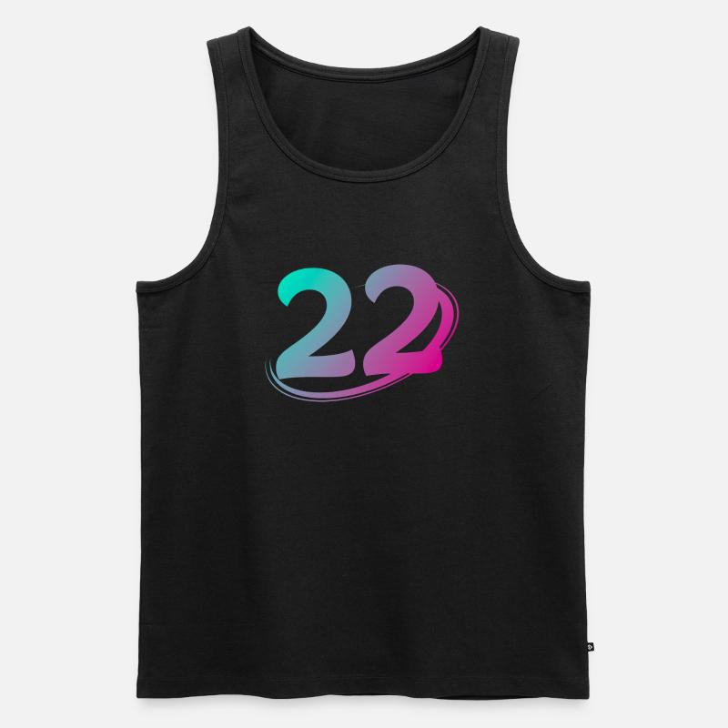 Nummer 22 mehrfarbig - Männer Premium Bio Tank Top - Schwarz