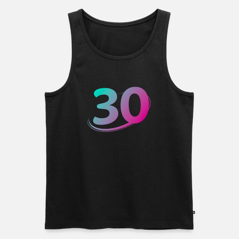 Nummer 30 mehrfarbig - Männer Premium Bio Tank Top - Schwarz