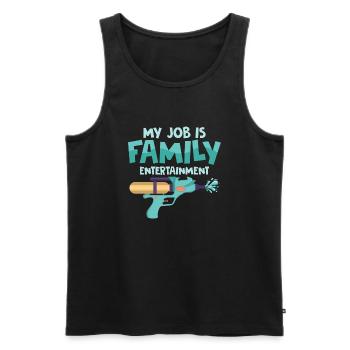 My Job Is Family Entertainment Water Fun Summer Sq - Männer Premium Bio Tank Top - Schwarz - Vorne - AI Model Male 178 light (178cm)