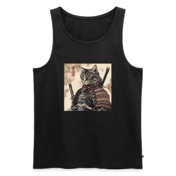 Katze Samurai Japan Ukiyo-E - Männer Premium Bio Tank Top - Schwarz - Vorne - AI Model Male 178 light (178cm)