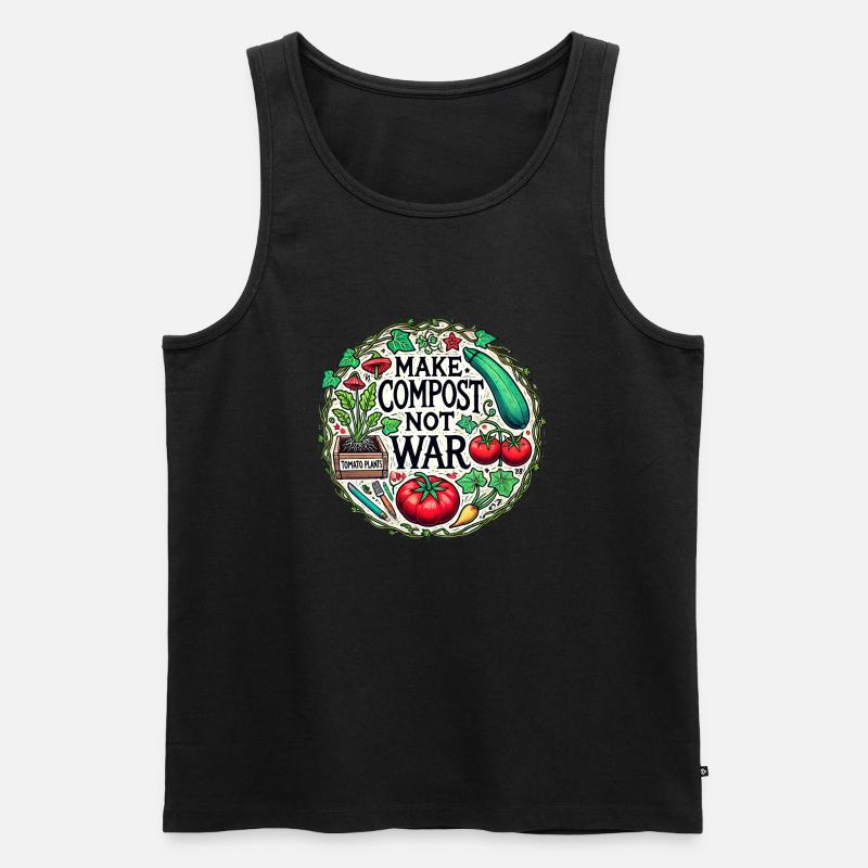 Kompost statt Krieg machen - Männer Premium Bio Tank Top - Schwarz