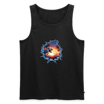 Dinosaurier T-Rex Aufkleber - Männer Premium Bio Tank Top - Schwarz - Vorne - Michal (187cm)