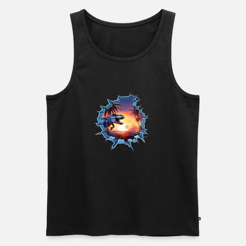 Dinosaurier T-Rex Aufkleber - Männer Premium Bio Tank Top - Schwarz