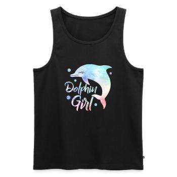 Dauphin Fille Plage Vacances Biologie Marine - Débardeur bio Premium Homme - noir - Devant - AI Model Male 178 light (178cm)