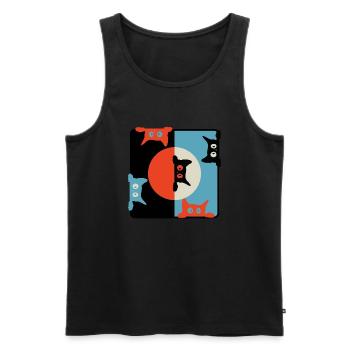 Curious cats - Men's Premium Organic Tank Top - black - Front - Michal (187cm)