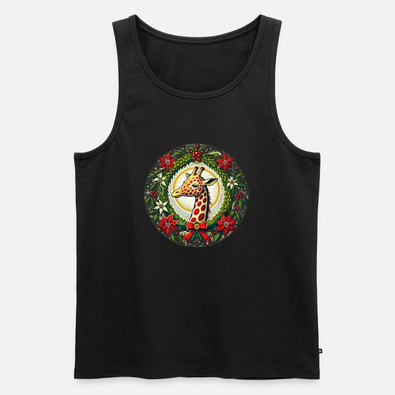 Weihnachtsgiraffe - Männer Premium Bio Tank Top - Schwarz