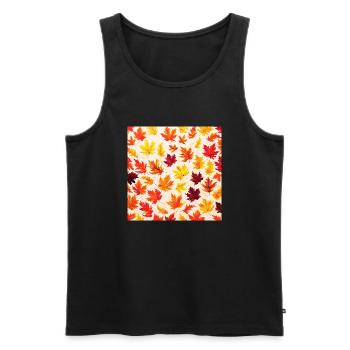 autumn leaves pattern - Men's Premium Organic Tank Top - black - Front - AI Model Male 178 light (178cm)