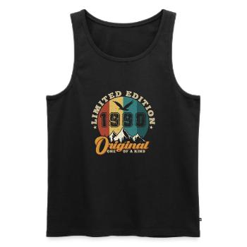 Original 1990 Vintage - 1990 Birthday Gift - Men's Premium Organic Tank Top - black - Front - AI Model Male 178 light (178cm)